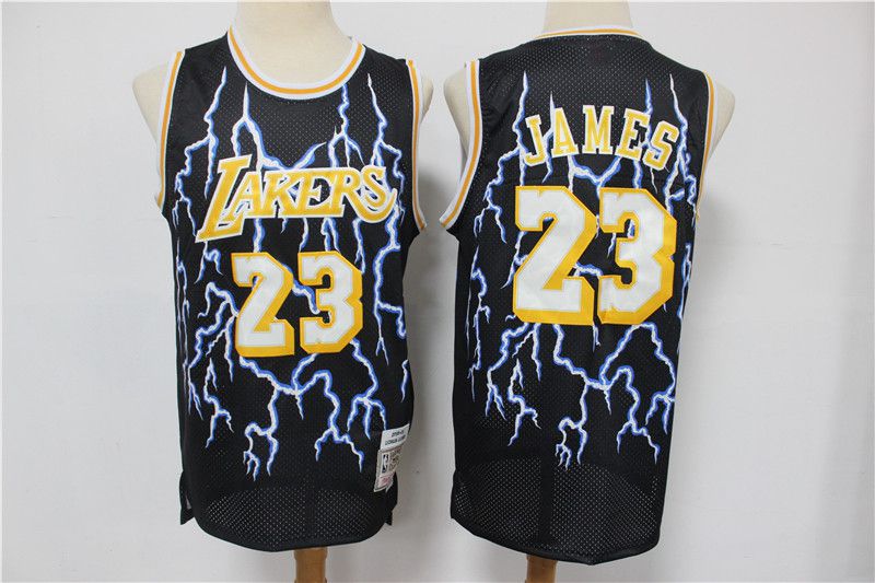 Men Los Angeles Lakers #23 James Black Retro flash Limited Edition NBA Jerseys